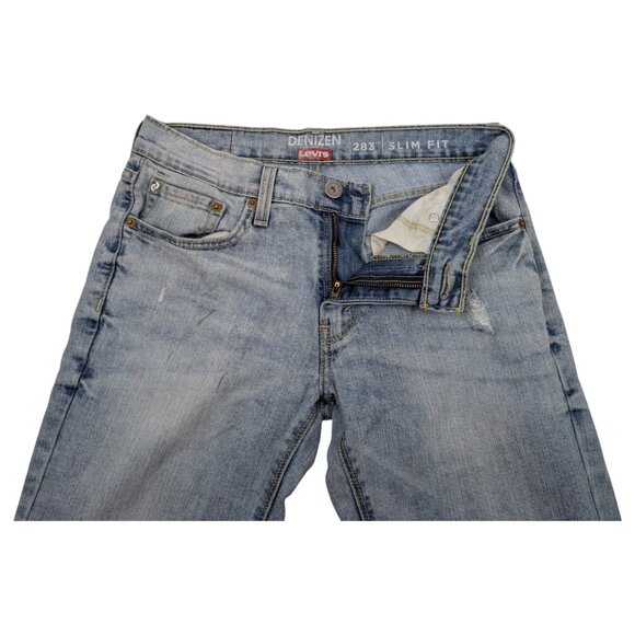 Levis Denizen Mens Size 30x31 Stone Wash‎ Distressed 283 Slim Fit Denim Jeans - Picture 7 of 15